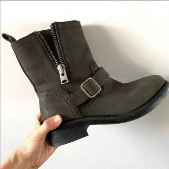 Allsaints Classic Leather Motorcycle Biker Boots EU 37/US 6 Gray Moto - Picture 16 of 16